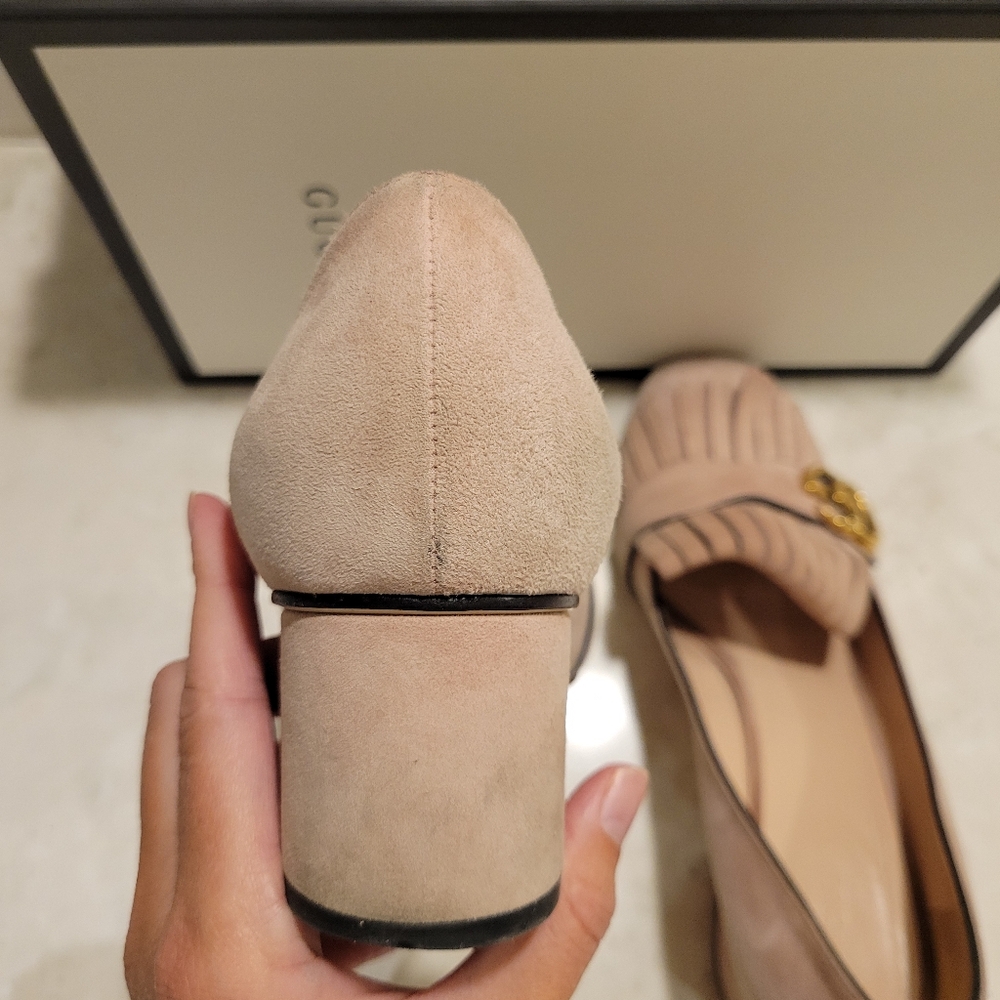 Gucci GG Marmont Pink Blush Fringe Loafer Pumps - Picture 8 of 11